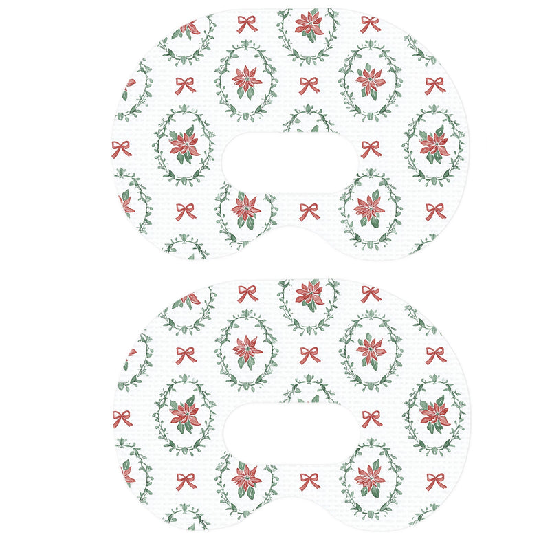 Peelz Poinsettia Parade Medtronic Guardian Connect Patch Tape - Pump Peelz Patch Medical Tape White Smoke 12-Pack (Set of 12 Patches),4-Pack (Set of 4 Patches),1-Single (1 Single Patch)