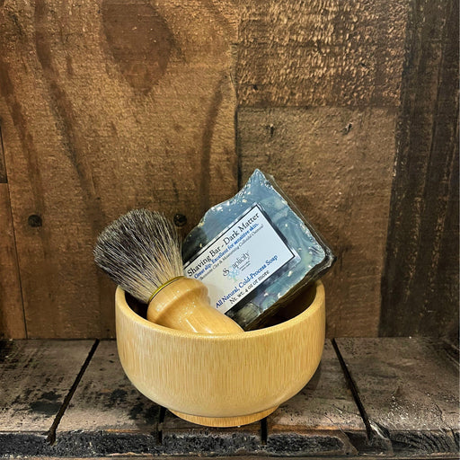 Soaplicity Men's Shaving Sets in Bamboo Men's Shaving Sets Dark Olive Green Bamboo Set w/ Crisp Shaving Soap,Bamboo Set w/ Redwood Shaving Soap,Bamboo Set w/ Dark Matter Shaving Soap,Bamboo Set w/ Unscented Shaving Soap,Bamboo Set w/ Voodoo Shaving Soap,Bamboo Set w/ Sampler Set