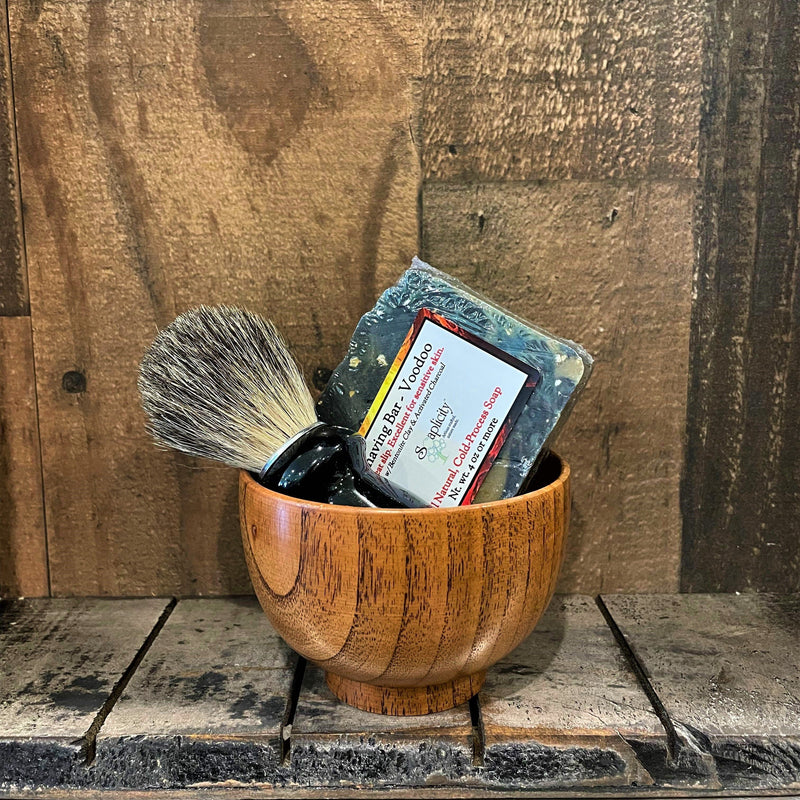 Soaplicity Men's Shaving Sets in Black/Datewood Men's Shaving Sets Dim Gray Black/Datewood Set w/ Crisp Shaving Soap,Black/Datewood Set w/ Dark Matter Shaving Soap,Black/Datewood Set w/ Redwood Shaving Soap,Black/Datewood Set w/ Voodoo Shaving Soap,Black/Datewood Set w/ Unscented Shaving Soap,Black/Datewood Set w/ Sampler Pack