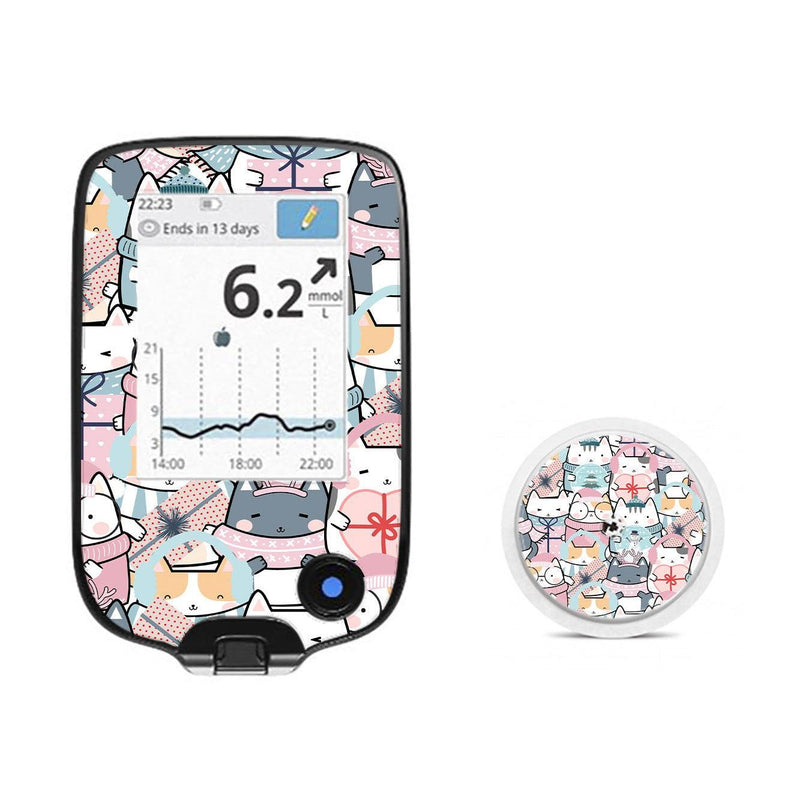 Peelz Meowy Christmas Freestyle Libre 2 Peelz/Stickers White Smoke Receiver + Sensor