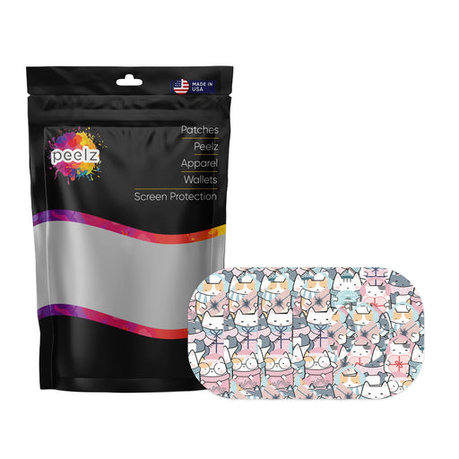Peelz Meowy Christmas Dexcom G7 and Stelo Patch Tape - Pump Peelz Patch Medical Tape White Smoke 4-Pack (Set of 4 Patches)