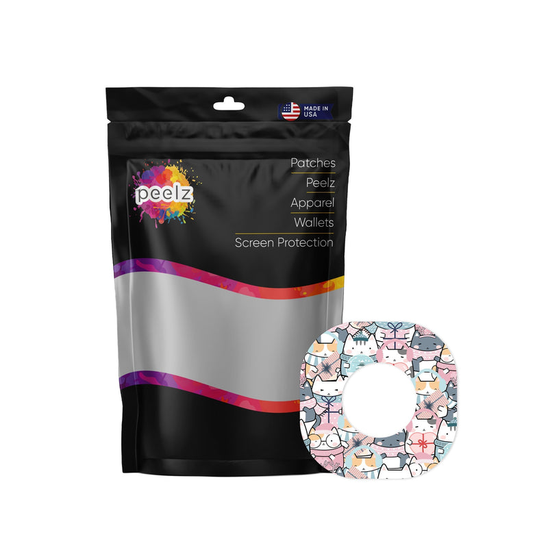 Peelz Meowy Christmas Dexcom G7 and Stelo Patch Tape - Pump Peelz Patch Medical Tape White Smoke 12-Pack (Set of 12 Patches)