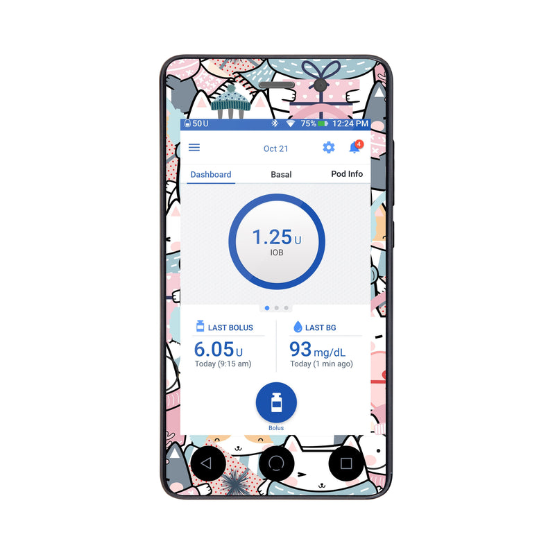 Peelz Meowy Christmas Sticker for Omnipod DASH® PDM – Pump Peelz Peelz/Stickers White Smoke Whole System Peelz (front + case),Front Peelz,Case Peelz