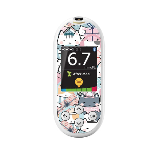 Peelz Meowy Christmas for OneTouch Verio Reflect Glucometer Peelz/Stickers White Smoke