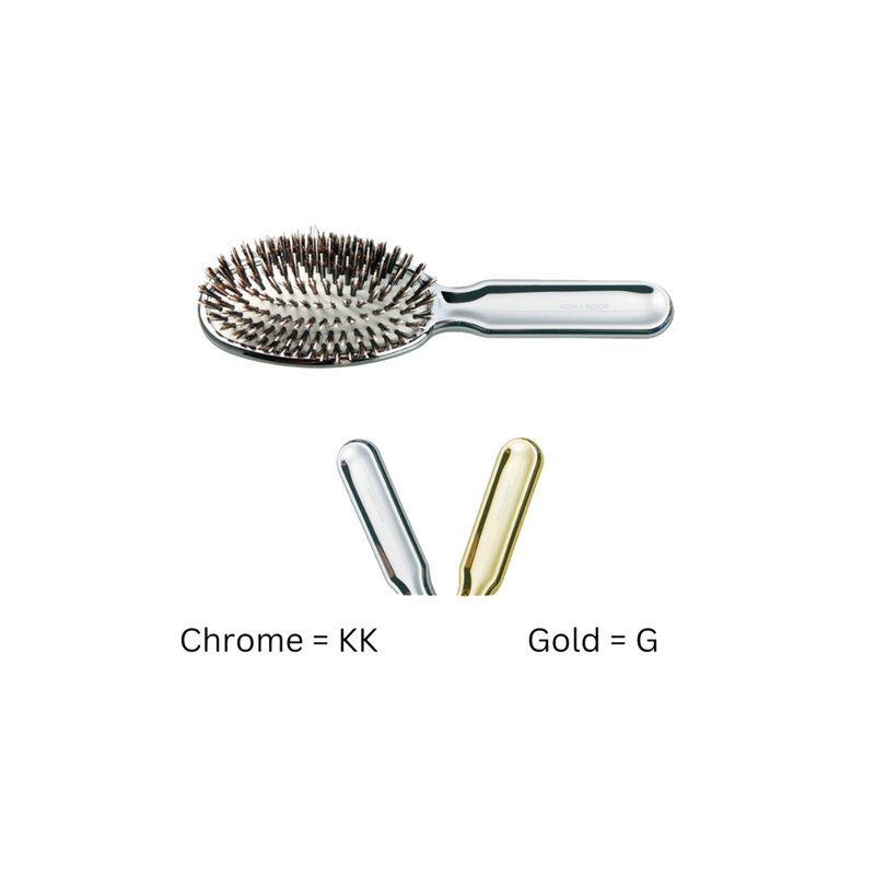 KOH-I-NOOR Beauty USA Metallic Nylon & Boar Bristle Hair Brush - Pneumatic Cushion for All Hair Types Hair Brush Black Gold / Large,Chrome / Large,Gold / Small,Chrome / Small