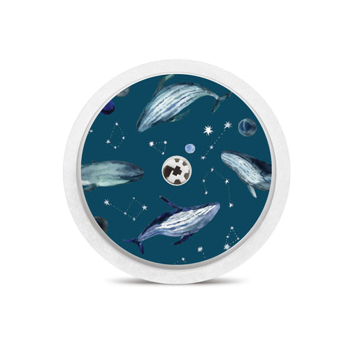 Peelz Midnight Whales for Freestyle Libre 2 Peelz/Stickers White Smoke Receiver + Sensor,Sensor Only
