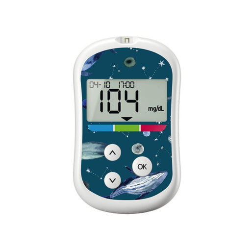 Peelz Midnight Whales for OneTouch Verio Flex Glucometer Peelz/Stickers White Smoke