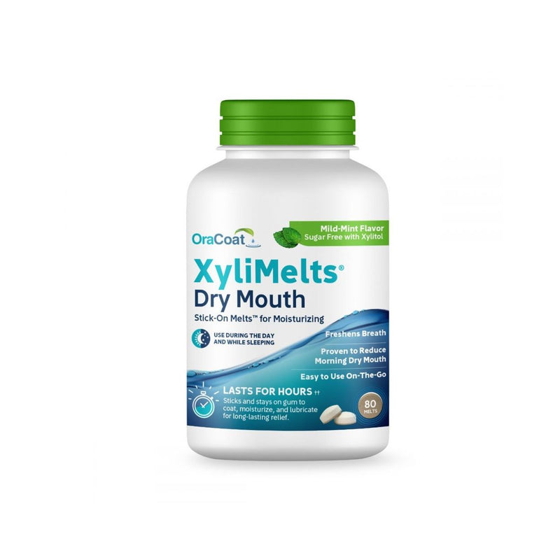 Oracoat OraCoat XyliMelts for Dry Mouth Relief Mild Mint Adherent Melts 80 Ct Oral Care White Smoke