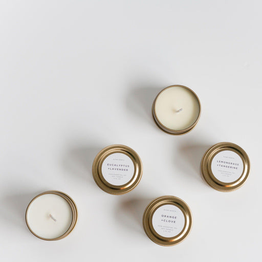 Slow North Mini Candle - 2 oz 2 oz Soy Candle Light Gray Embers + Leather,Eucalyptus + Lavender,Forest Bathing,Geranium + Rose,Grapefruit + Spearmint,Hello Sunshine,Lavender + Cedar,Lemongrass + Tangerine,Midnight Garden,Moonglow,Of The Sea,Orange + Clove,Rosemary + Lemon,Shangri-La