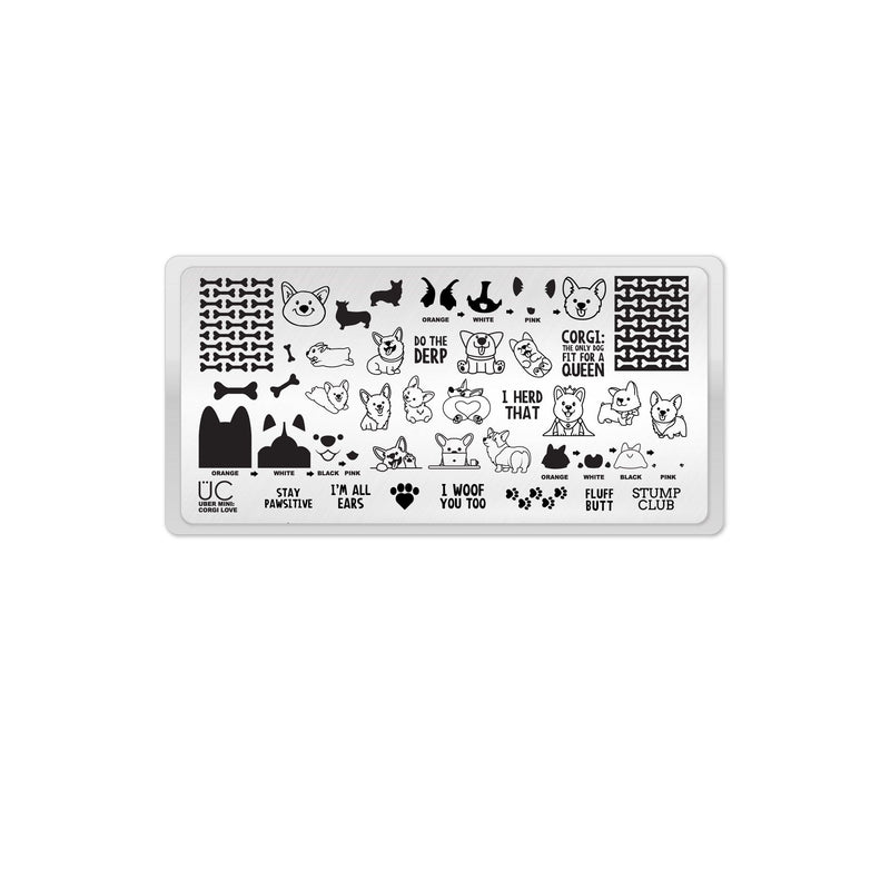 UberChic Beauty Corgi Love Stamping Plate Lavender