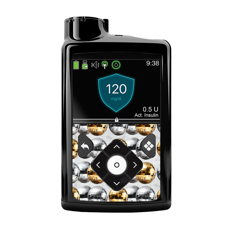 Peelz Disco Balls Sticker for Medtronic MiniMed 770G & 780G Peelz/Stickers Black Whole System Peelz (front back + clip),Front Peelz,Back and Clip Peelz