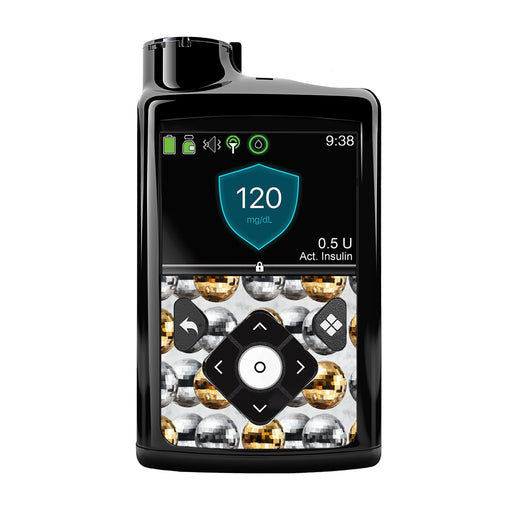 Peelz Disco Balls Sticker for Medtronic MiniMed 770G & 780G Peelz/Stickers Black Whole System Peelz (front back + clip),Front Peelz,Back and Clip Peelz