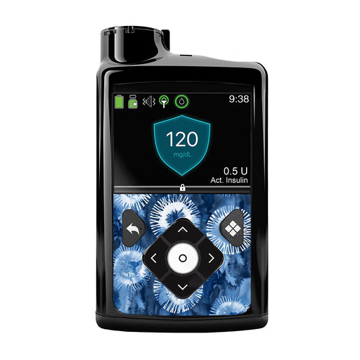 Peelz Monochrome Blue Tie Dye Sticker for Medtronic MiniMed 770G & 780G Peelz/Stickers Black Whole System Peelz (front back + clip)
