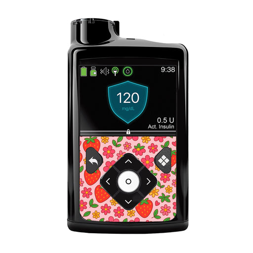 Peelz Strawberry Garden Medtronic MiniMed 770G & 780G Sticker - Pump Peelz Peelz/Stickers Black Whole System Peelz (front back + clip),Front Peelz,Back and Clip Peelz