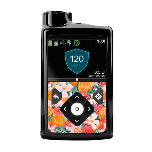 Peelz Blush Blossom for Medtronic MiniMed 770G & 780G Peelz/Stickers Black Whole System Peelz (front back + clip),Front Peelz,Back and Clip Peelz