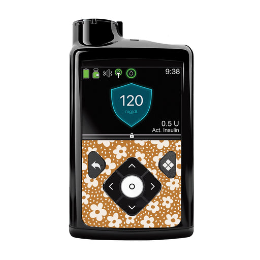 Peelz Caramel Daisies Medtronic MiniMed 770G & 780G Sticker - Pump Peelz Peelz/Stickers Black Whole System Peelz (front back + clip),Front Peelz,Back and Clip Peelz
