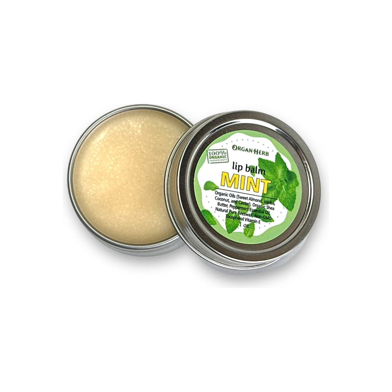 OrganHerb OrganHerb Organic Mint Lip Balm 1 oz – Refreshing Hydration with Pure Peppermint Essence Organic Lip Balms Tan