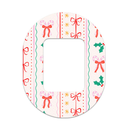 Peelz Holly Jolly Ribbon Tandem Mobi Patch Tape - Pump Peelz Patch Medical Tape White Smoke 12-Pack (Set of 12 Patches),4-Pack (Set of 4 Patches),1-Patch (One Single Patch)