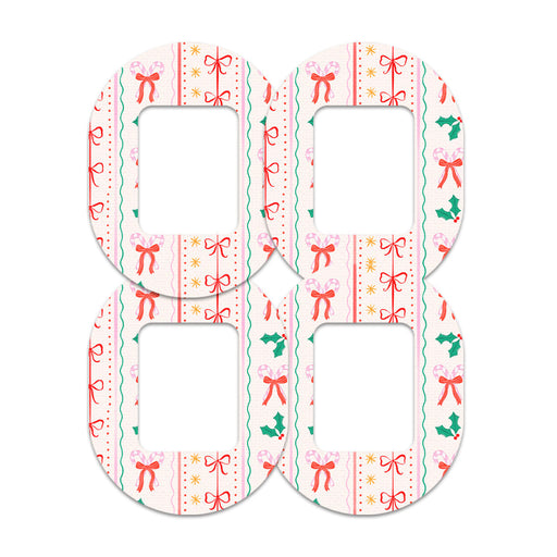 Peelz Holly Jolly Ribbon Tandem Mobi Patch Tape - Pump Peelz Patch Medical Tape White Smoke 12-Pack (Set of 12 Patches),4-Pack (Set of 4 Patches),1-Patch (One Single Patch)