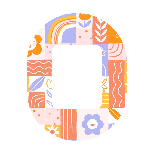 Peelz Wildflower Doodle Tandem Mobi Decorative Patch Tape - Pump Peelz Patch Medical Tape White Smoke 12-Pack (Set of 12 Patches),4-Pack (Set of 4 Patches),1-Patch (One Single Patch)