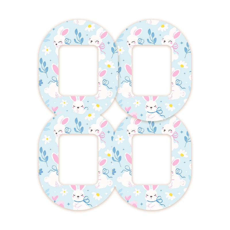 Peelz Sweet Bunnies Tandem Mobi Decorative Patch Tape - Pump Peelz Patch Medical Tape White Smoke 12-Pack (Set of 12 Patches),4-Pack (Set of 4 Patches),1-Patch (One Single Patch)