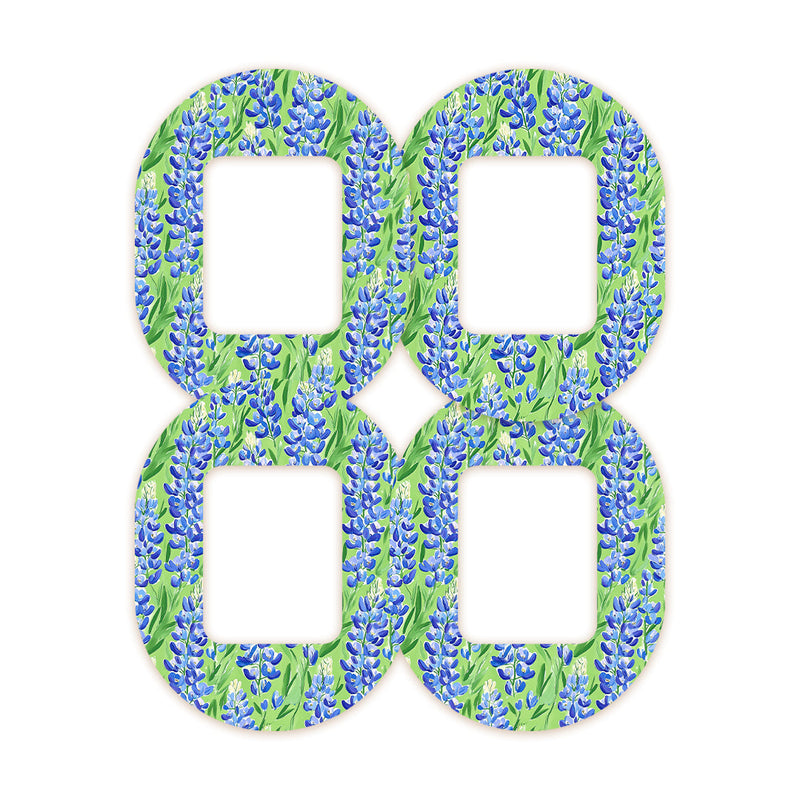 Peelz Blue Blooms Tandem Mobi Decorative Patch Tape - Pump Peelz Patch Medical Tape White Smoke 12-Pack (Set of 12 Patches),4-Pack (Set of 4 Patches),1-Patch (One Single Patch)