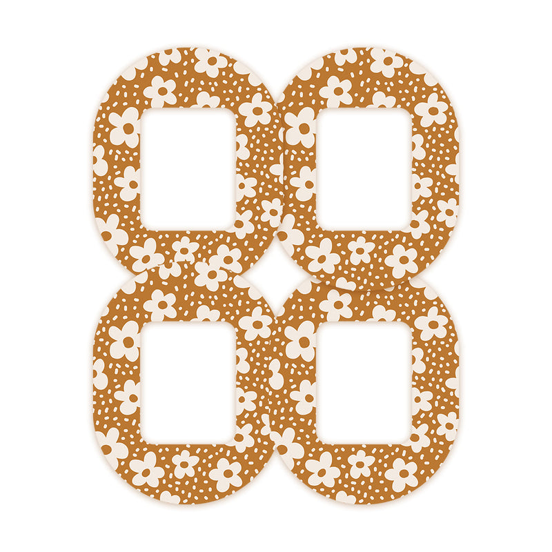 Peelz Caramel Daisies Tandem Mobi Patch Tape - Pump Peelz Patch Medical Tape White Smoke 12-Pack (Set of 12 Patches),4-Pack (Set of 4 Patches),1-Patch (One Single Patch)