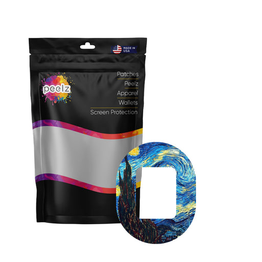 Peelz Starry Night Tandem Mobi Decorative Patch Tape - Pump Peelz Patch Medical Tape White Smoke 12-Pack (Set of 12 Patches),4-Pack (Set of 4 Patches),1-Patch (One Single Patch)