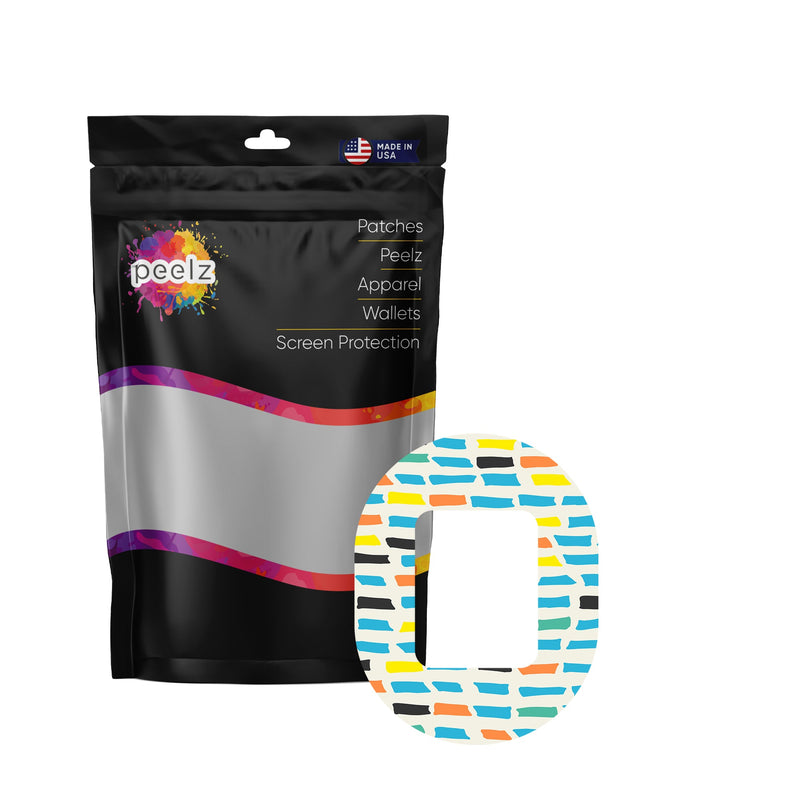 Peelz Colorful Sticks Tandem Mobi Decorative Patch Tape - Pump Peelz Patch Medical Tape White Smoke 12-Pack (Set of 12 Patches),4-Pack (Set of 4 Patches),1-Patch (One Single Patch)