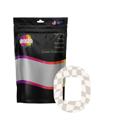 Peelz Creamy Check Tandem Mobi Decorative Patch Tape - Pump Peelz Patch Medical Tape White Smoke 12-Pack (Set of 12 Patches),4-Pack (Set of 4 Patches),1-Patch (One Single Patch)