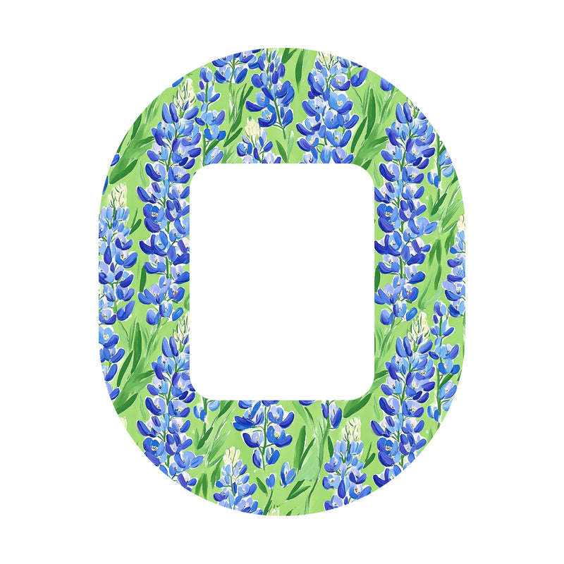 Peelz Blue Blooms Tandem Mobi Decorative Patch Tape - Pump Peelz Patch Medical Tape White Smoke 12-Pack (Set of 12 Patches),4-Pack (Set of 4 Patches),1-Patch (One Single Patch)