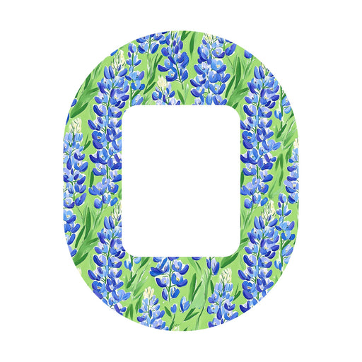 Peelz Blue Blooms Tandem Mobi Decorative Patch Tape - Pump Peelz Patch Medical Tape White Smoke 12-Pack (Set of 12 Patches),4-Pack (Set of 4 Patches),1-Patch (One Single Patch)