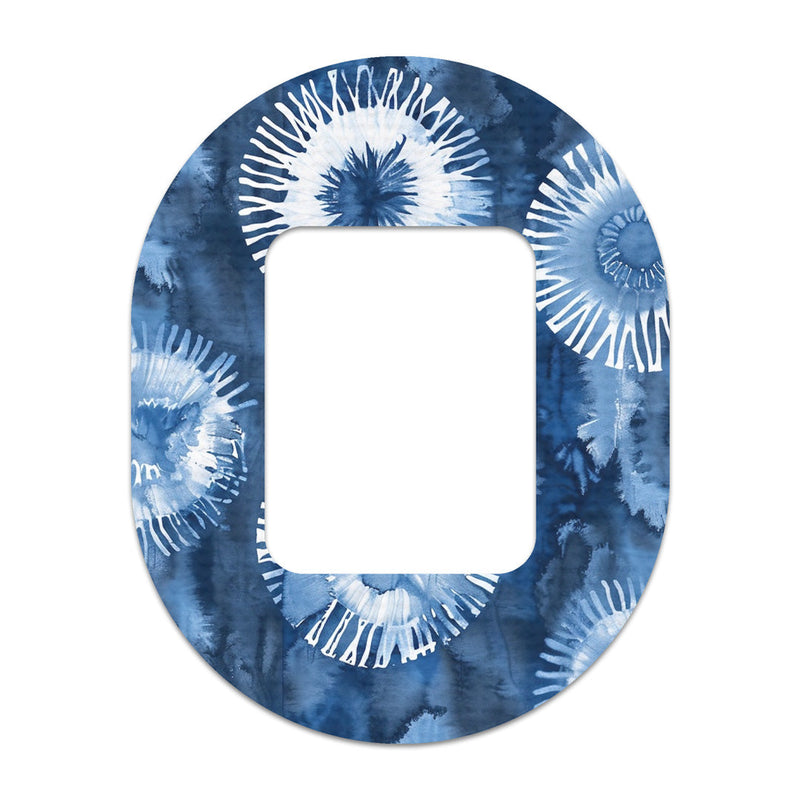 Peelz Monochrome Blue Tie Dye Tandem Mobi Decorative Patch Tape - Pump Peelz Patch Medical Tape White Smoke 12-Pack (Set of 12 Patches),4-Pack (Set of 4 Patches),1-Patch (One Single Patch)