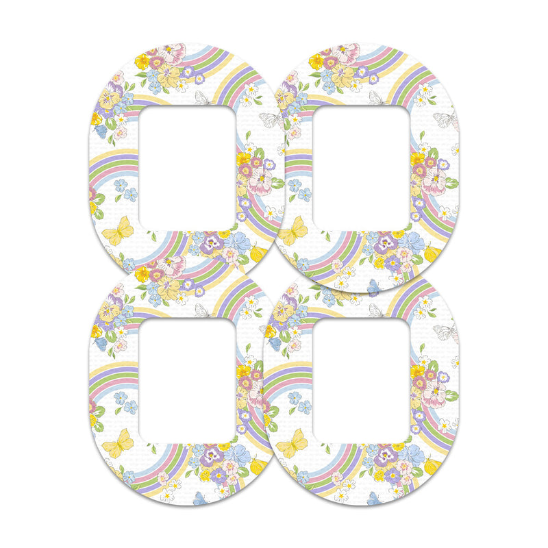 Peelz Rainbow Blooms Tandem Mobi Decorative Patch Tape - Pump Peelz Patch Medical Tape White Smoke 12-Pack (Set of 12 Patches),4-Pack (Set of 4 Patches),1-Patch (One Single Patch)