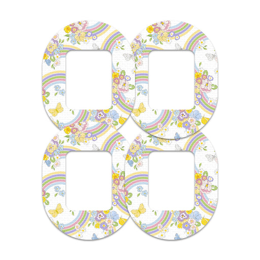 Peelz Rainbow Blooms Tandem Mobi Decorative Patch Tape - Pump Peelz Patch Medical Tape White Smoke 12-Pack (Set of 12 Patches),4-Pack (Set of 4 Patches),1-Patch (One Single Patch)