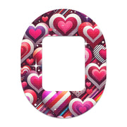 Peelz Sparkly Hearts Tandem Mobi Decorative Patch Tape - Pump Peelz Patch Medical Tape White Smoke 12-Pack (Set of 12 Patches),4-Pack (Set of 4 Patches),1-Patch (One Single Patch)