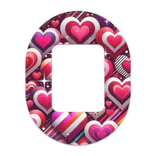 Peelz Sparkly Hearts Tandem Mobi Decorative Patch Tape - Pump Peelz Patch Medical Tape White Smoke 12-Pack (Set of 12 Patches),4-Pack (Set of 4 Patches),1-Patch (One Single Patch)