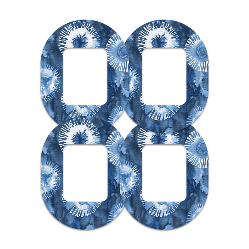 Peelz Monochrome Blue Tie Dye Tandem Mobi Decorative Patch Tape - Pump Peelz Patch Medical Tape White Smoke 12-Pack (Set of 12 Patches),4-Pack (Set of 4 Patches),1-Patch (One Single Patch)