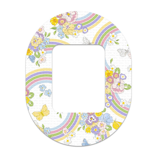 Peelz Rainbow Blooms Tandem Mobi Decorative Patch Tape - Pump Peelz Patch Medical Tape White Smoke 12-Pack (Set of 12 Patches),4-Pack (Set of 4 Patches),1-Patch (One Single Patch)