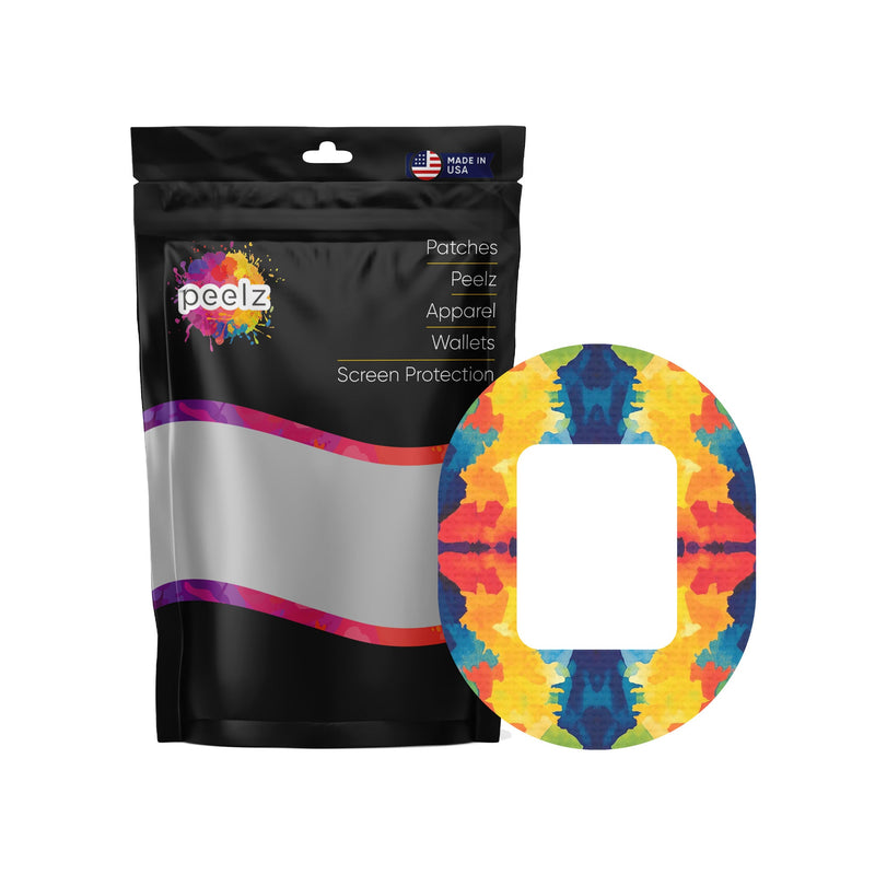 Peelz Bright Tie Dye Tandem Mobi Decorative Patch Tape - Pump Peelz Patch Medical Tape White Smoke 12-Pack (Set of 12 Patches),4-Pack (Set of 4 Patches),1-Patch (One Single Patch)