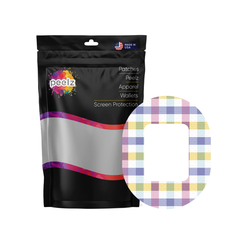 Peelz Spring Plaid Tandem Mobi Decorative Patch Tape - Pump Peelz Patch Medical Tape White Smoke 12-Pack (Set of 12 Patches),4-Pack (Set of 4 Patches),1-Patch (One Single Patch)