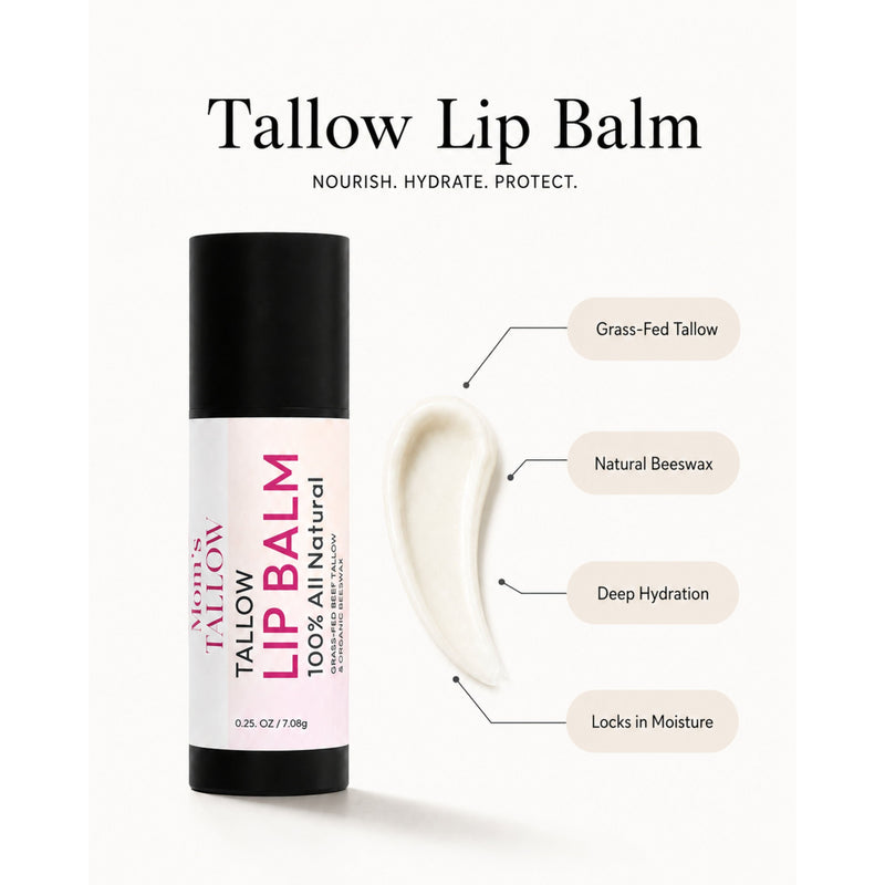 Mom’s Tallow Tallow Lip Balm (Long lasting) White Smoke 1 Pack,2 Pack,3 Pack