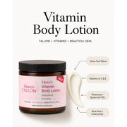 Mom’s Tallow Vitamin-Infused Tallow Body Lotion White Smoke UNSCENTED (Large 8 oz),Classic- Rosemary & Spearmint (Large 8 oz)