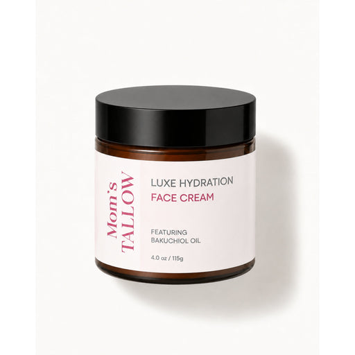Mom’s Tallow Luxe Hydration Tallow Face Cream White Smoke 4 oz amber glass
