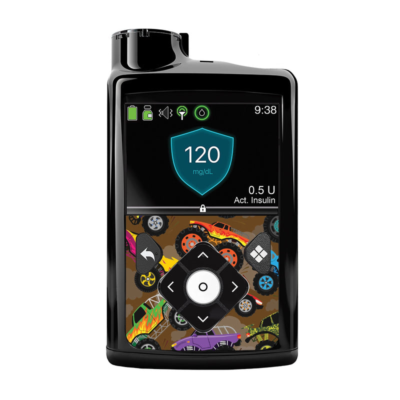 Peelz Monster Trucks for Medtronic MiniMed 770G & 780G Peelz/Stickers Black Front Peelz