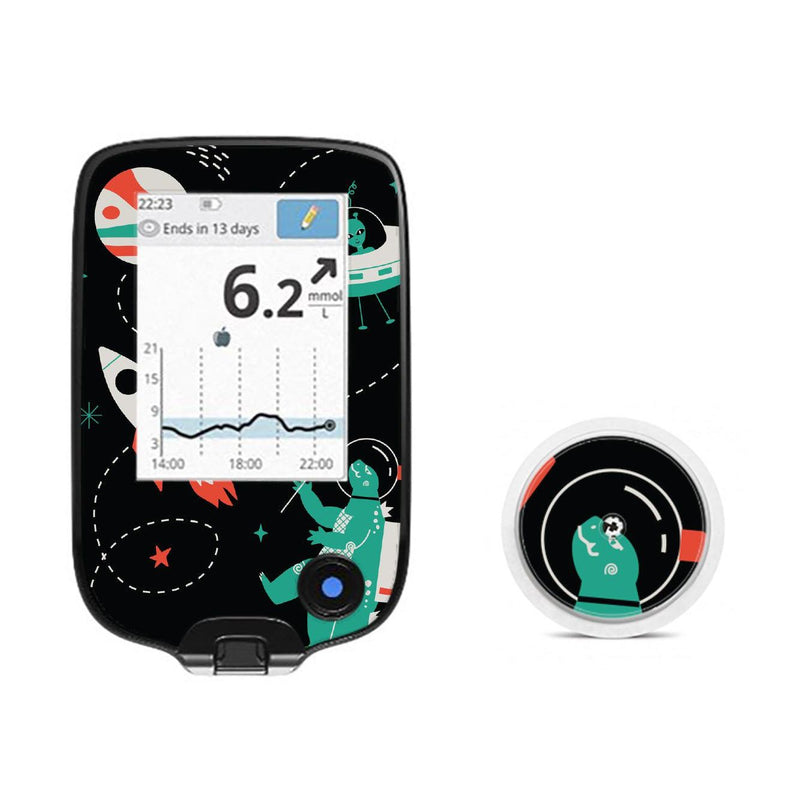 Peelz Monster in Space Freestyle Libre 2 Peelz/Stickers White Smoke Receiver + Sensor