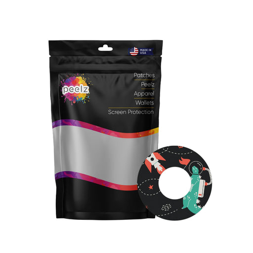 Peelz Monster in Space Patch  Tape Designed for the FreeStyle Libre 2 Patch Medical Tape White Smoke 4-Pack Libre 2 (Set of 4 Patches)