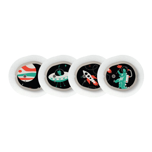 Peelz Monster in Space Sticker Designed for the DEXCOM G7 and Stelo Transmitter Peelz/Stickers White Smoke 4-pack (Set of 4 Stickers)
