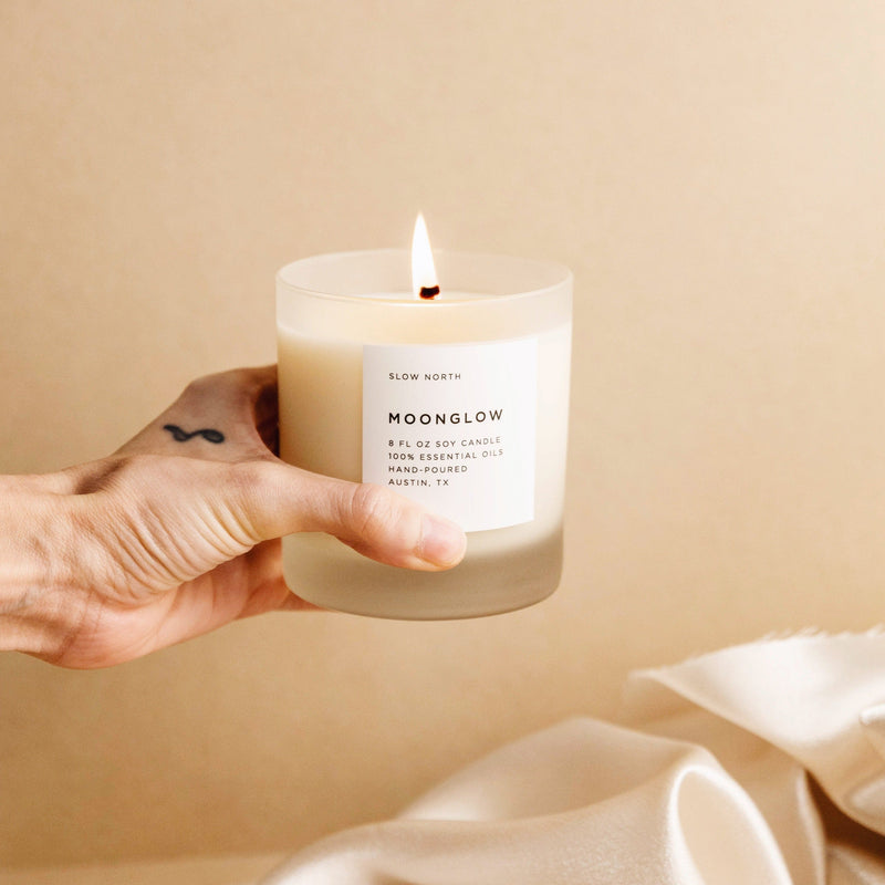 Slow North Moonglow - Signature Candle (Patchouli + Cinnamon + Black Pepper) Frosted Candles Wheat