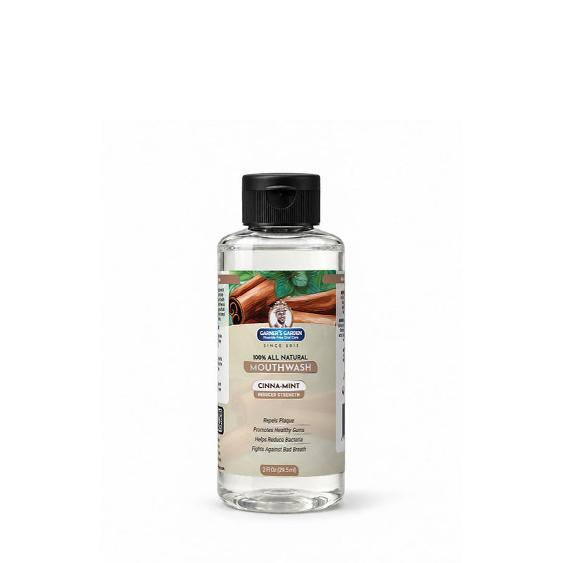 Garner's Garden Travel Sized - Natural Mouthwash | H2O2 | Fluoride Free Oral Care White Smoke 2 oz / Reduced Strength / Cinna Mint